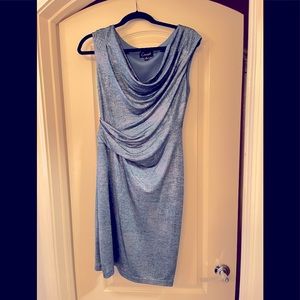 Connected Apparel size 8 petite shimmer blue dress